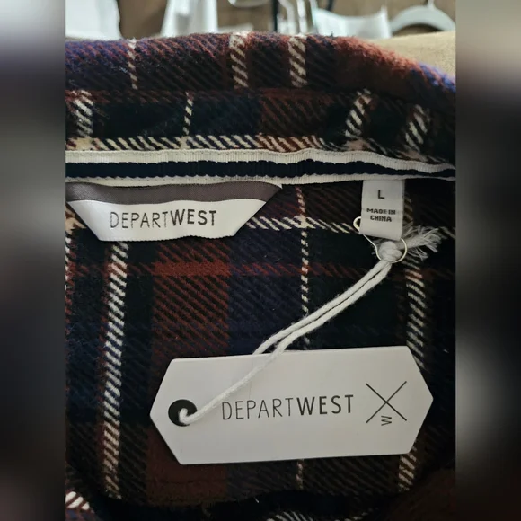 NWT Departwest Men's Large Size Multicolor Cotton Plaid Flannel Shirt - Picture 3 of 7